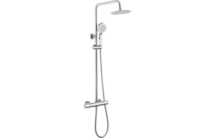 Tervia Cool-Touch Thermostatic Mixer Shower w/Riser & Overhead Kit - Chrome