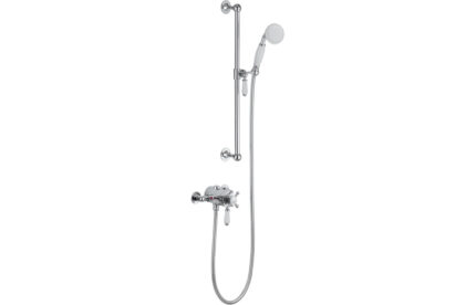 Bervisto Shower Pack One - Concentric Single Outlet Shower Valve & Riser Kit - Chrome