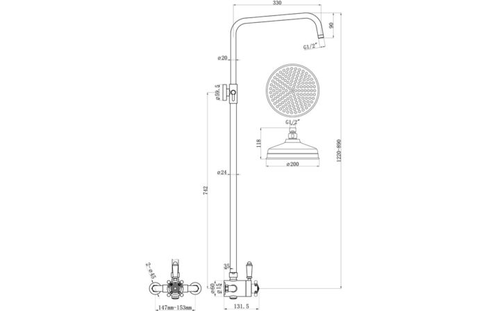 Bervisto Shower Pack Two - Concentric Single Outlet Shower Valve & Overhead Kit