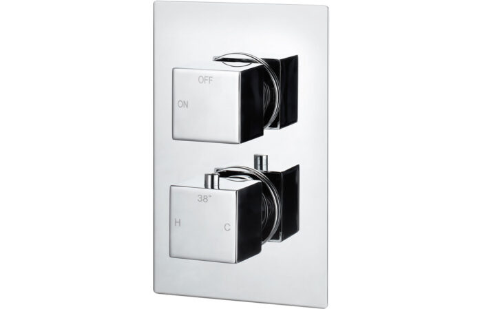 Cielix Thermostatic Single Outlet Twin Shower Valve - Chrome