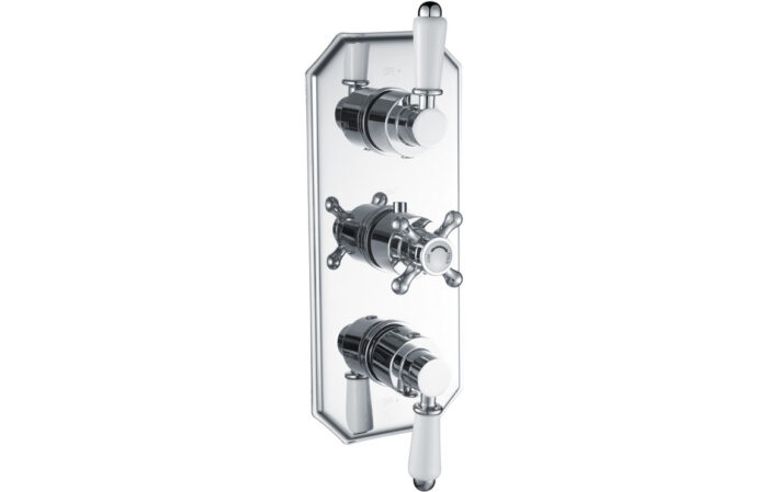 Bervisto Traditional Lever Thermostatic Two Outlet Shower Valve - Chrome
