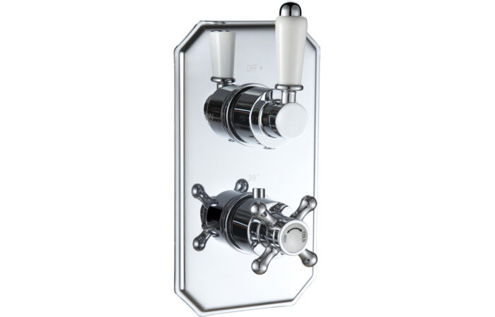 Bervisto Traditional Lever Thermostatic Single Outlet Shower Valve - Chrome