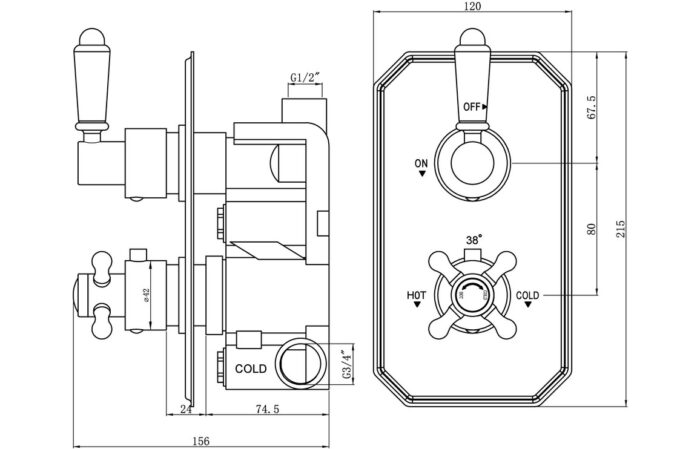 Bervisto Traditional Lever Thermostatic Single Outlet Shower Valve