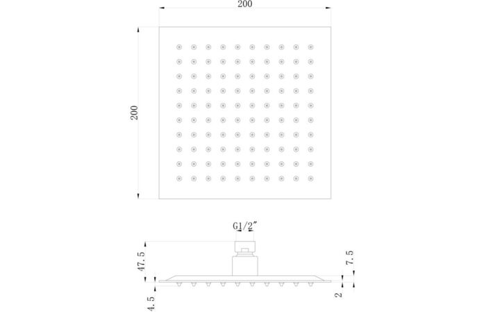 Square Concealed Valve Head & Arm Shower Pack