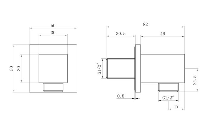 Square Concealed Valve Head & Arm Shower Pack