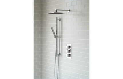 Cielix Shower Pack Three - Two Outlet Triple Shower Valve w/Riser & Overhead Kit - Chrome