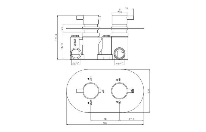 Round Concealed Valve Head & Arm Shower Pack