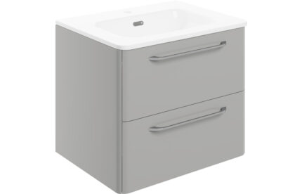 Galvex 610mm 2 Drawer Wall Unit & Basin - Grey Gloss