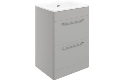 Galvex 610mm 2 Drawer Free standing & Basin - Grey Gloss