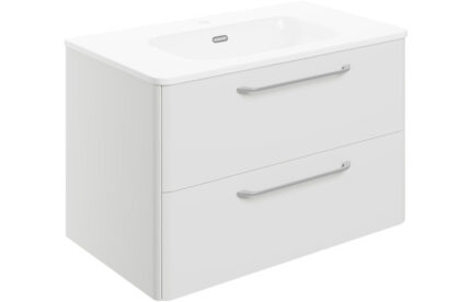 Galvex 810mm 2 Drawer Wall Unit & Basin - White Gloss