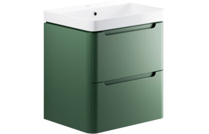 Larvix 600mm 2 Drawer Wall Hung Basin Unit - Matt Sage Green