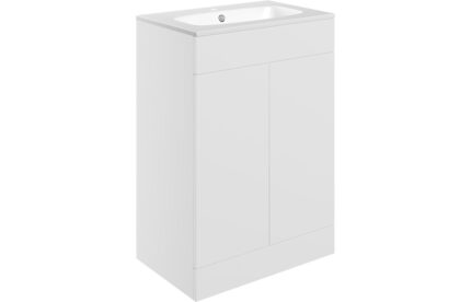 Stavero 615mm FREE STANDING 2 Door Basin Unit & Basin - Matt White