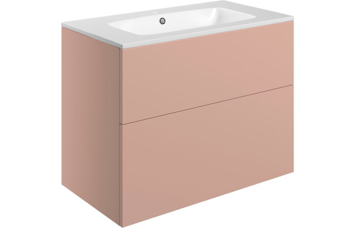 Stavero 815mm Wall Hung 2 Drawer Basin Unit & Basin - Matt Antique Rose