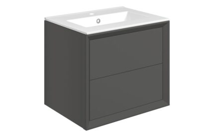 Pulvio 615mm Wall Hung 2 Drawer Basin Unit & Basin - Matt Clay