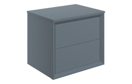 Pulvio 600mm Wall Hung 2 Drawer Basin Unit & Top - Matt Storm Blue