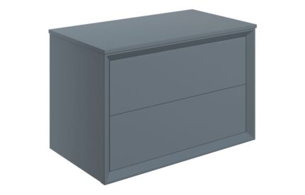 Pulvio 800mm Wall Hung 2 Drawer Basin Unit & Top - Matt Storm Blue