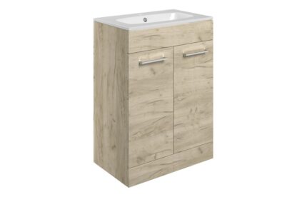 Corvina 610mm Floor Standing 2 Door Basin Unit & Basin - Oak