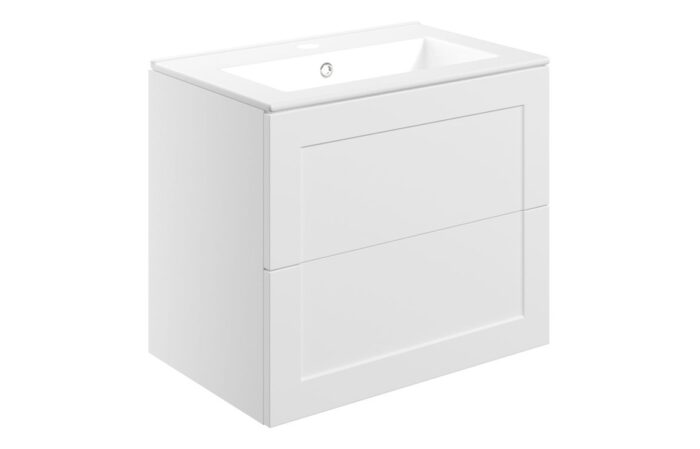 Mirexo 615mm Wall Hung 2 Drawer Basin Unit & Basin - Matt White