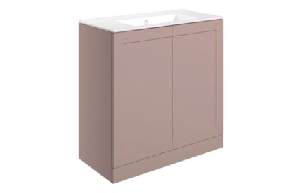 Mirexo 815mm Floor FREESTANDING 2 Door Basin Unit & Basin - Matt Peony