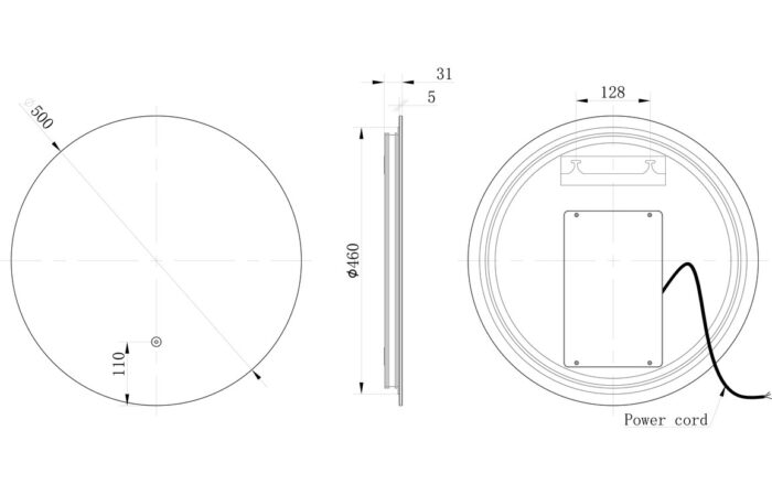Wileno 500mm Round Back-Lit LED Mirror