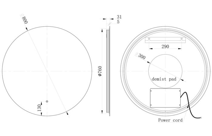 Wileno 800mm Round Back-Lit LED Mirror