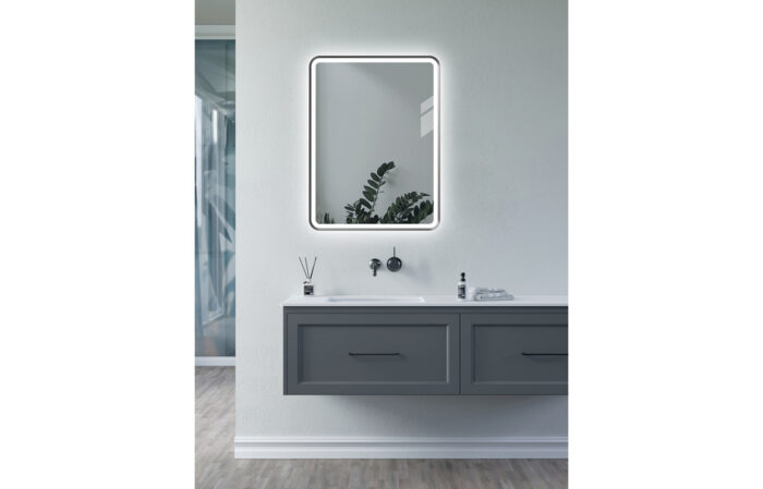 Quirino 600mm Rectangle Front-Lit LED Mirror - Matt Black