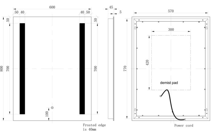 Savelo 600x800mm Rectangle Front-Lit LED Mirror