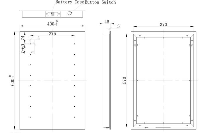 Kervalo 400x600mm Rectangle Battery-Operated LED Mirror