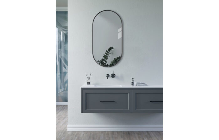 Pireno 800x400mm Oblong Mirror - Matt Black