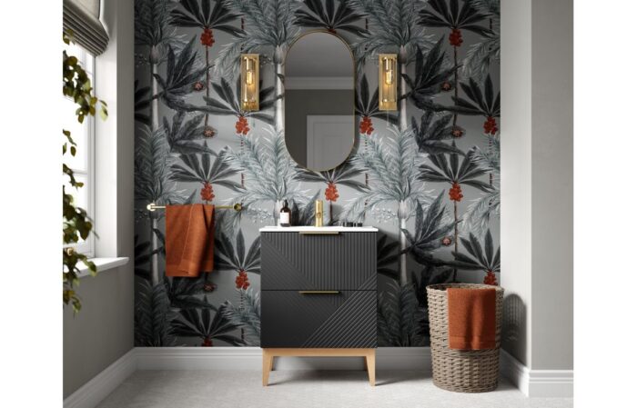 Ligaro 350mm Wall Hung 1 Door Tall Unit - Matt Graphite Grey