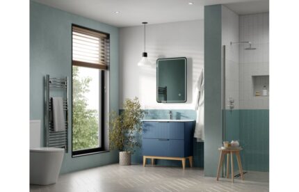 Ligaro 350mm Wall Hung 1 Door Tall Unit - Matt Smoke Blue