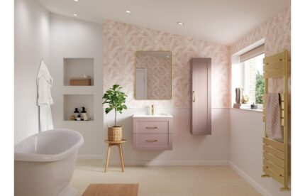 Mirexo 815mm Floor FREESTANDING 2 Door Basin Unit & Basin - Matt Peony