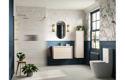 Pulvio 600mm Wall Hung 2 Drawer Basin Unit & Top - Matt Cotton