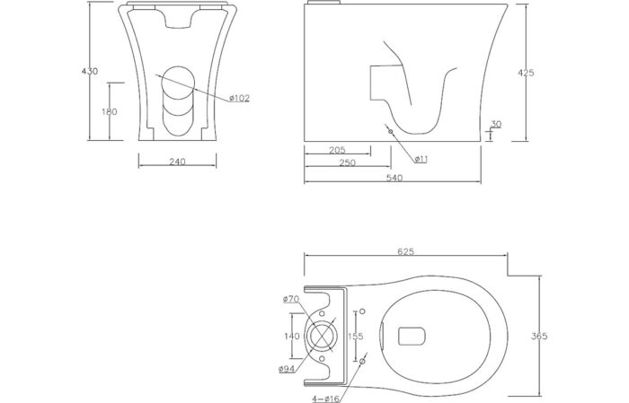 Costa Rimless Close Coupled Fully Shrouded WC & Soft Close Seat