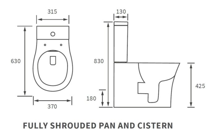 Costa Rimless Close Coupled Fully Shrouded WC & Soft Close Seat