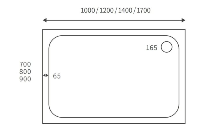 25mm Anti-Slip Ultra-Slim 1000x800mm Rectangular Tray & Waste