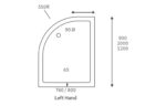 45mm Low Profile 900x760mm Offset Quadrant Tray & Waste (LH)