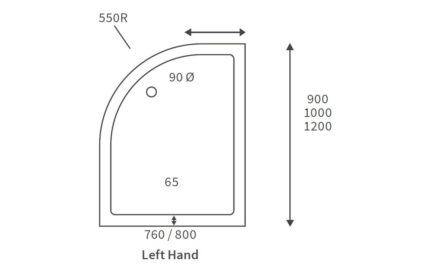 45mm Low Profile 1200x800mm Offset Quadrant Tray & Waste (LH)