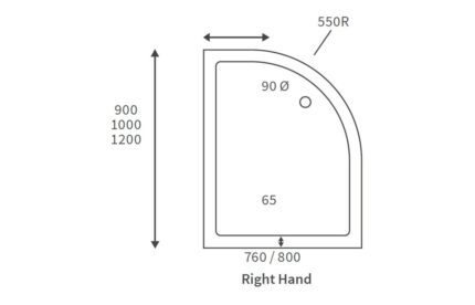 45mm Low Profile 1200x900mm Offset Quadrant Tray & Waste (RH)