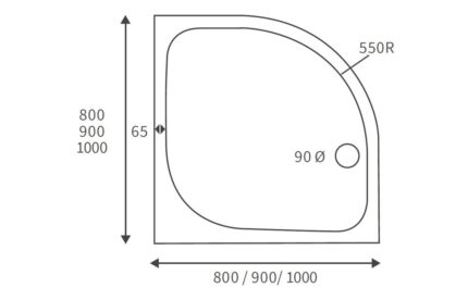 45mm Low Profile 800mm Quadrant Tray & Waste