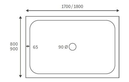 45mm Low Profile 1700x800mm Rectangular Tray & Waste