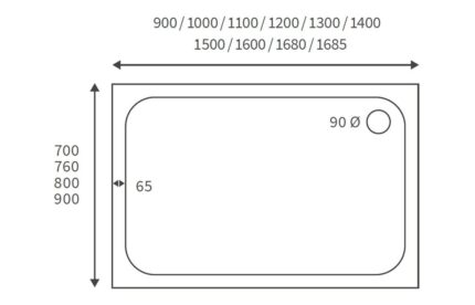 45mm Low Profile 900x800mm Rectangular Tray & Waste