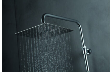 Vento Thermostatic Shower Column w/Fixed Head Riser Shelf & Foot Wash