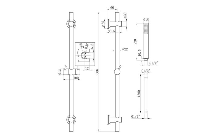 Slider Rail & Kit - Brushed Brass